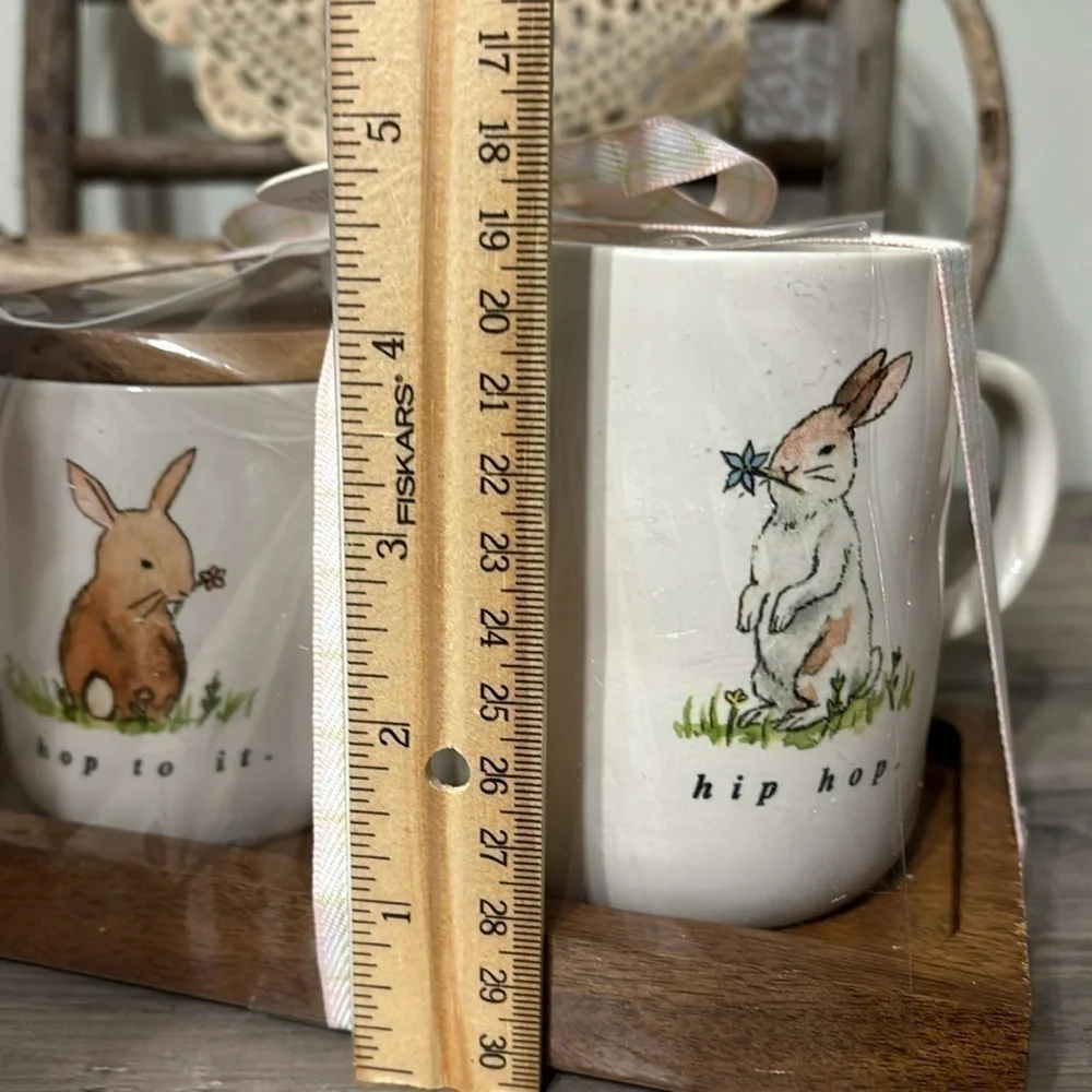 NEW RAE DUNN HIP HOP AND HOP TO IT Rabbit Sugar And Creamer Set